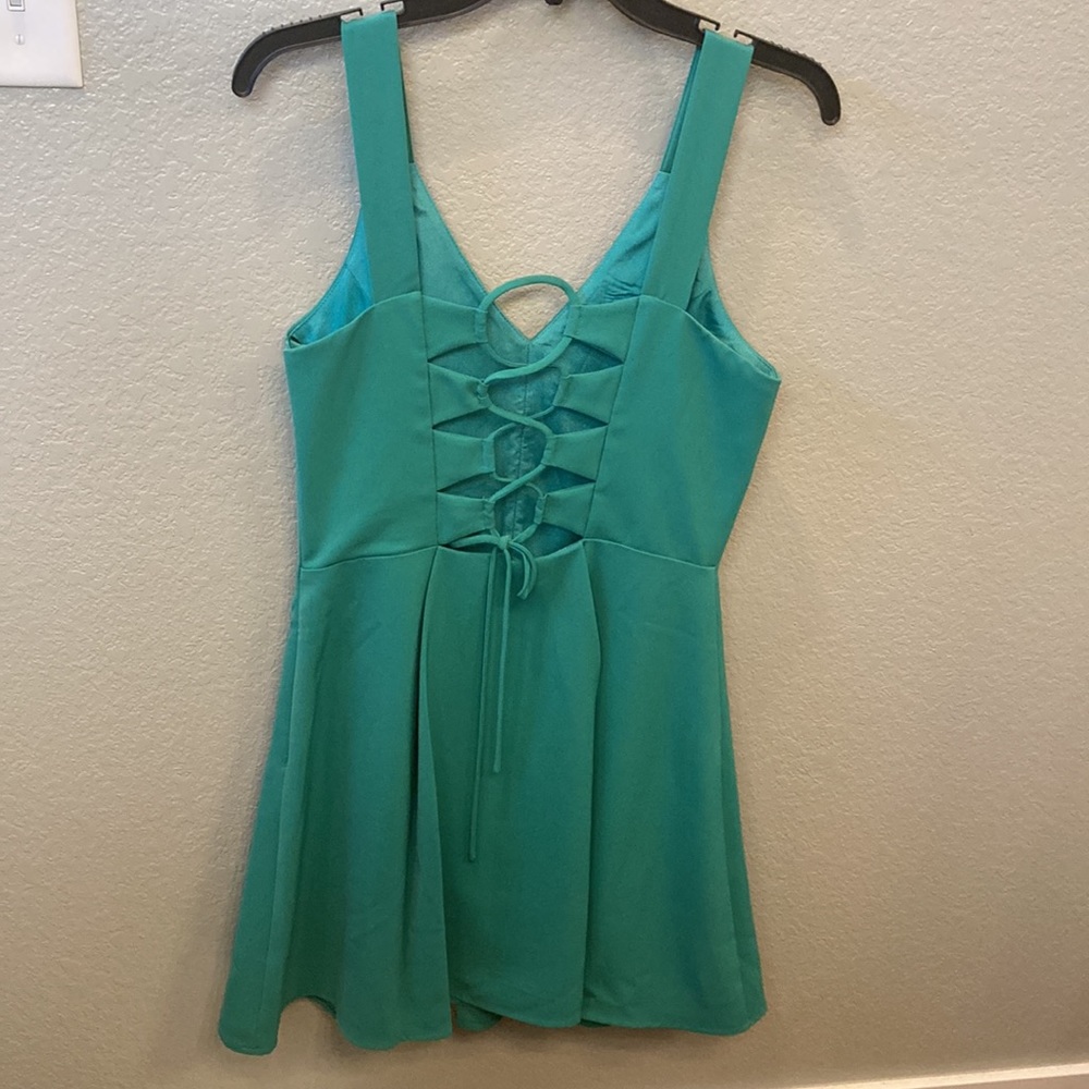 Worn once- Adeline Rae turquoise dress